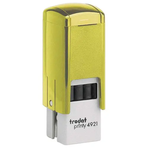 Timbre Printy personnalisable 4921 - Boîtier jaune - Encre noire - 12 x 12 mm - 3 lignes max. photo du produit