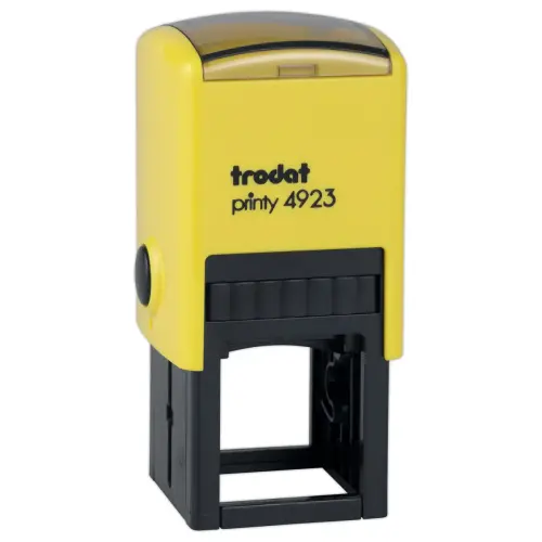 Timbre personnalisable Printy 4923 - Bo&icirc;tier jaune - Encre noire - 30 x 30 mm - 5 lignes max. photo du produit