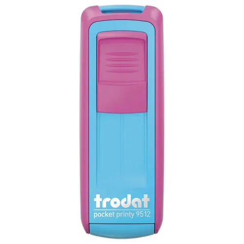 Timbre mobile personnalisable Printy 9512 - Boîtier rose/turquoise - 47 x 18 mm - 5 lignes max photo du produit