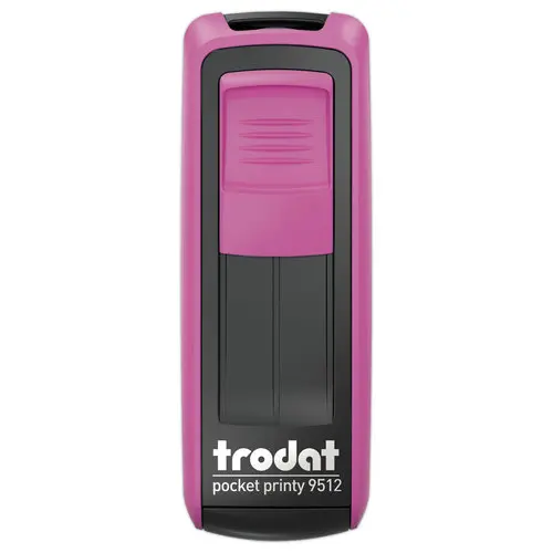 Timbre mobile personnalisable Printy 9512 - Boîtier rose - Encre noire - 47 x 18 mm - 5 lignes max photo du produit