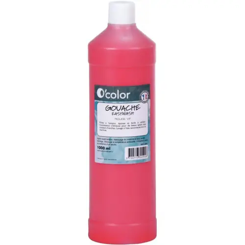 Flacon de 1 L de gouache liquide - Rouge - O'Color photo du produit