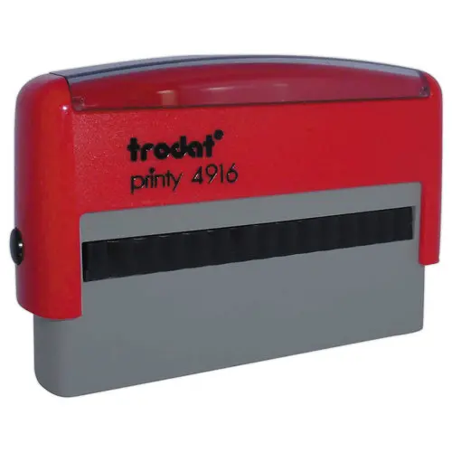 Timbre Printy personnalisable 4916 - Encre rouge - Bo&icirc;tier rouge - 70 x 10 mm - 2 lignes max. photo du produit