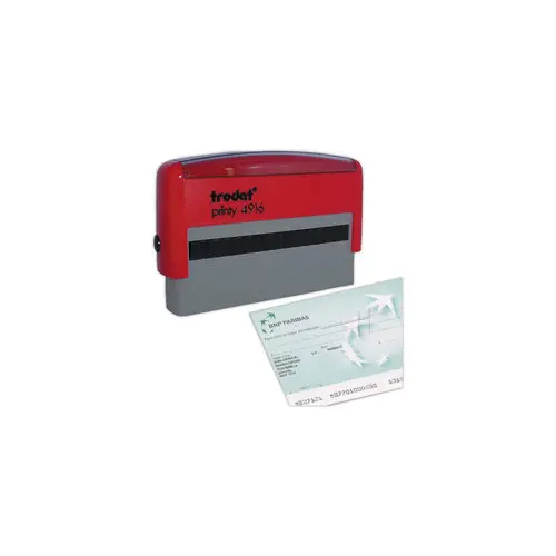 Timbre Printy personnalisable 4916 - Encre rouge - Bo&icirc;tier rouge - 70 x 10 mm - 2 lignes max. photo du produit