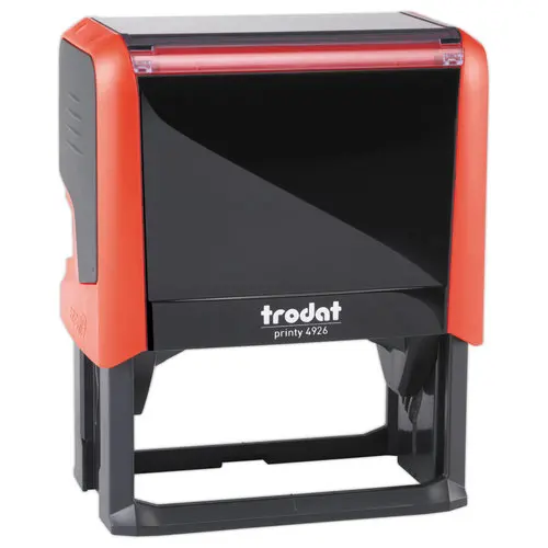 Timbre personnalisable Printy 4926 - Bo&icirc;tier rouge - Encre rouge - 75 x 38 mm - 9 lignes max. photo du produit