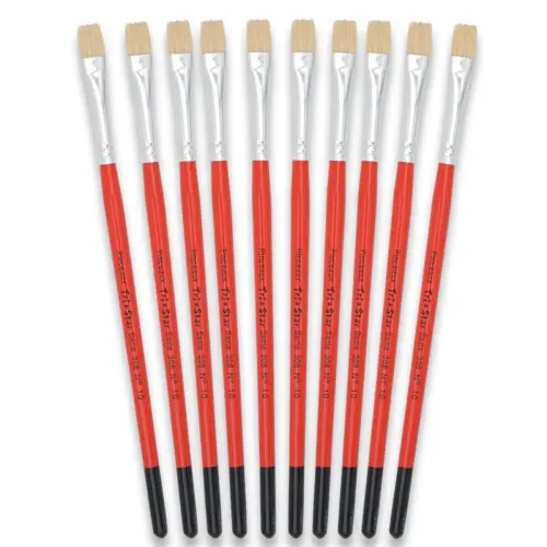 Pinceau plat peinture acrylique et à l'huile - En soie - N°10 - OZ International photo du produit