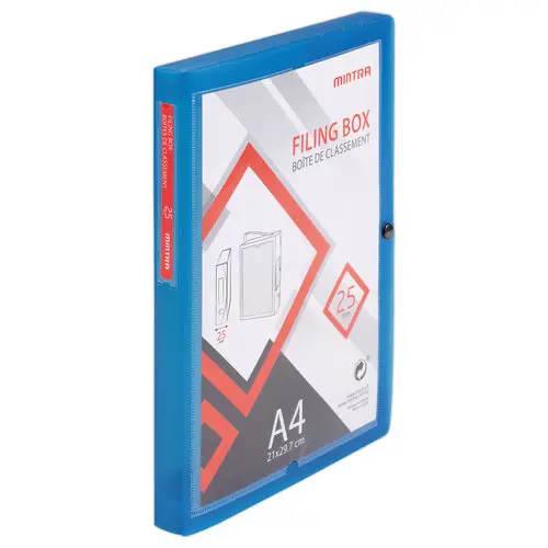 Boîte valisette personnalisable  en polypropylène A4 - Dos 2,5 cm bleu photo du produit