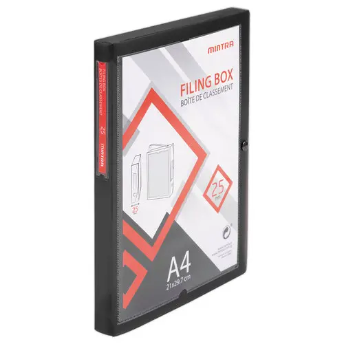 Boîte valisette personnalisable  en polypropylène A4 - Dos 2,5 cm noir photo du produit