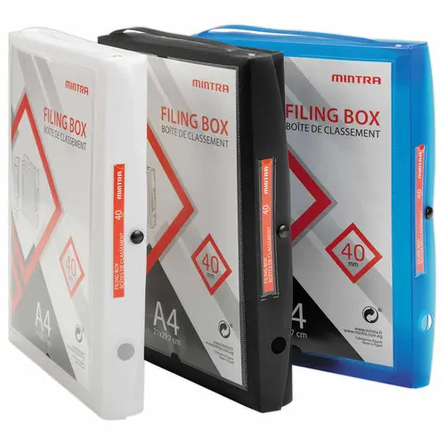Boîte valisette personnalisable  en polypropylène A4 - Dos 4 cm bleu photo du produit
