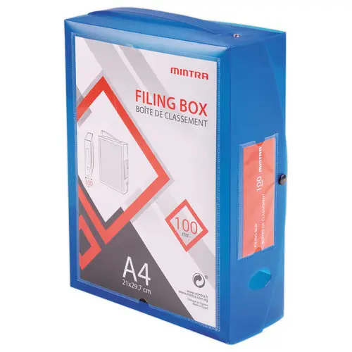 Boîte valisette personnalisable  en polypropylène A4 - Dos 10 cm bleu photo du produit