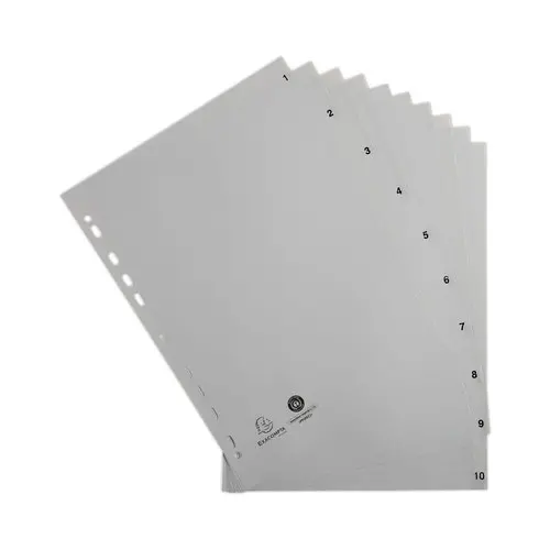 Intercalaires imprimés numériques – 10 positions – PP recyclé - Gris – EXACOMPTA photo du produit