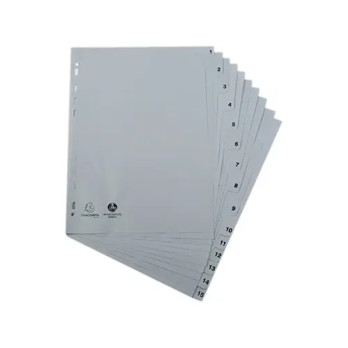 Jeu d'intercalaires imprimés numériques PP gris recyclé -15 positions photo du produit