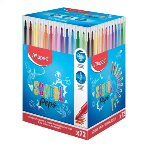 Lot de 72 Schoolbox Ecofamily - Pointe large - Coloris assortis - Jumbo photo du produit