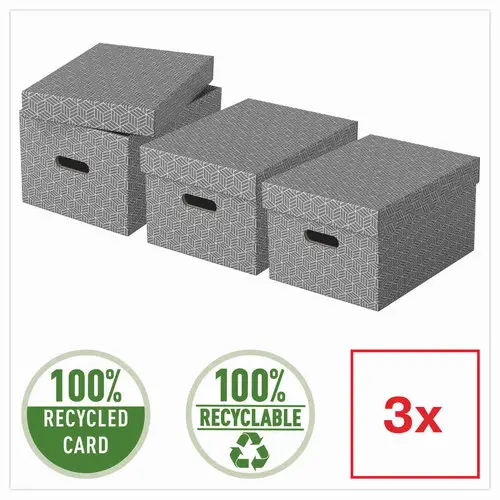 3 Bo&icirc;tes de rangement Home - Taille M - Gris - Esselte photo du produit