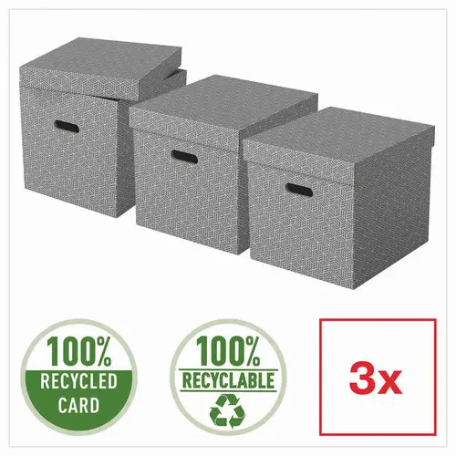 3 Bo&icirc;tes de rangement Home - Taille Cube - Gris - Esselte photo du produit