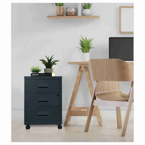 Caisson mobile en métal 3 tiroirs anthracite photo du produit