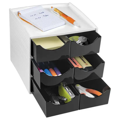 Mini module de rangement 6 tiroirs, noir photo du produit