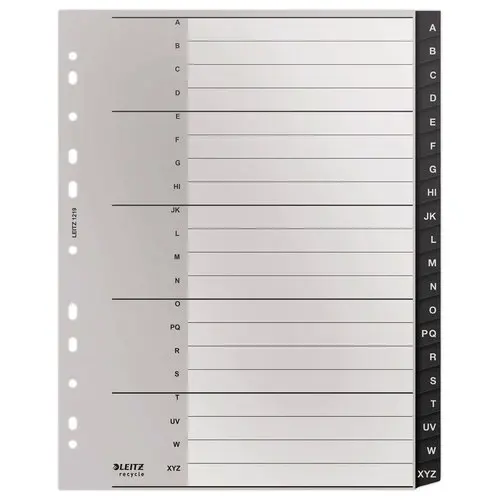 Jeu d'intercalaires A4 extra larges en PP recyclé - 20 onglets alphabétiques - LEITZ photo du produit