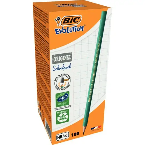 100 Crayons graphite Evolution - Sans gomme - Mine HB - Noir - BIC photo du produit