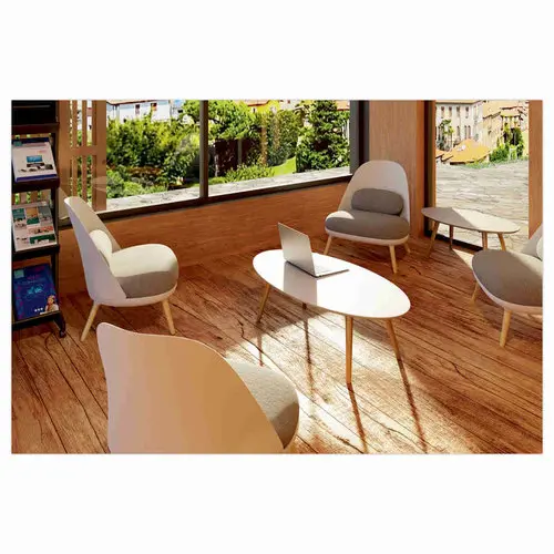 Table basse ovale laqu&eacute;e blanc L 115 cm photo du produit