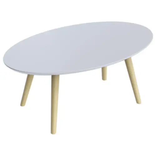 Table basse ovale laquée blanc L 115cm- Montée photo du produit
