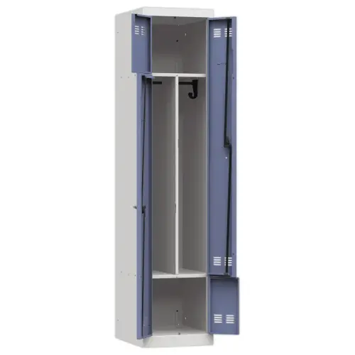 Vestiaire gain de place porte en L 1 colonne -2 utilisateurs- Bleu photo du produit