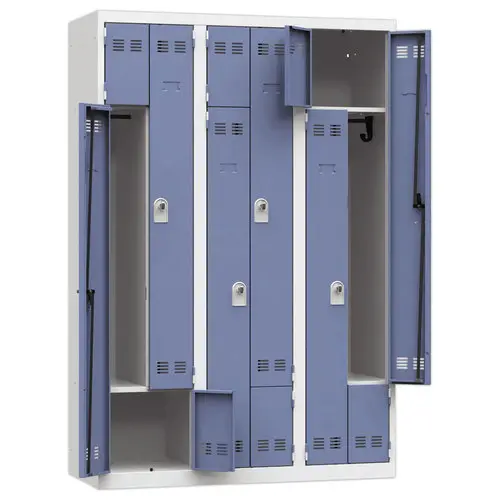 Vestiaire gain de place porte en L 3 colonnes - 6 utilisateurs - Bleu photo du produit