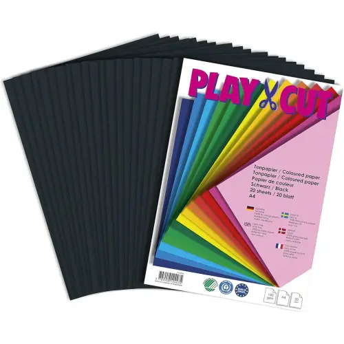 20 Feuilles de papier dessin - A4 - 130 g - Noir - Play Cut photo du produit
