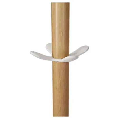 Porte-manteau - 10 pat&egrave;res + porte-parapluie - Bois et m&eacute;tal blanc - ALBA photo du produit
