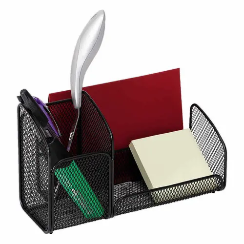 Organiseur de bureau Mesh - 3 compartiments - Noir - ALBA photo du produit