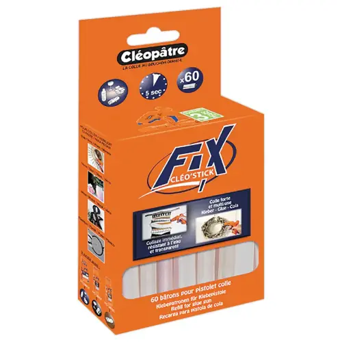 60 B&acirc;tons de colle transparente pour pistolet - &Oslash; 7 mm - Cl&eacute;op&acirc;tre photo du produit