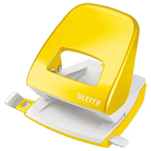 Perforateur blanc 2 trous coloré 30 feuilles - Jaune - LEITZ photo du produit