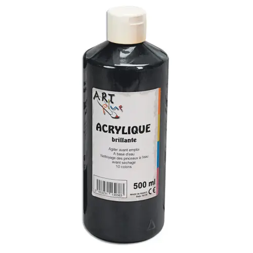 Flacon de gouache acrylique - 500 ml - Noir - Art Plus photo du produit