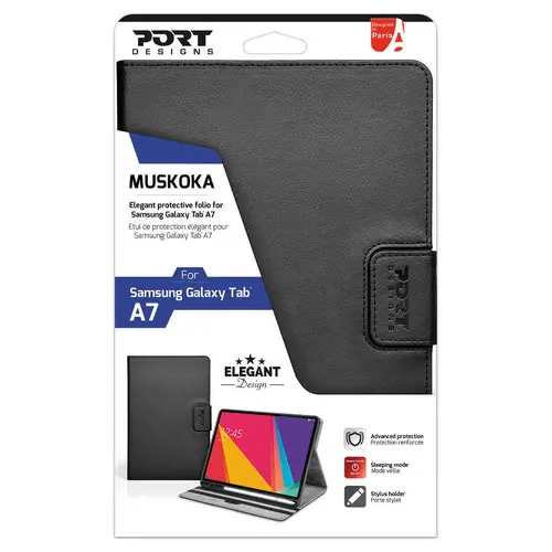 Coque de protection à rabat Muskoka pour Smsung A7 10.4" noire photo du produit