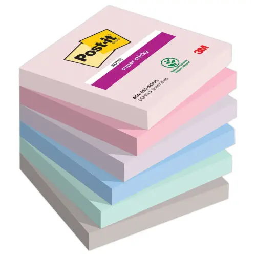 6 Bloc notes Super Sticky Collection Soulful - 76 x 76 mm - 90 feuilles - Post-It photo du produit