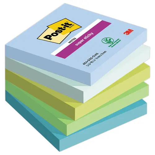 5 Notes Super Sticky Collection Oasis, 76 x 76 mm photo du produit