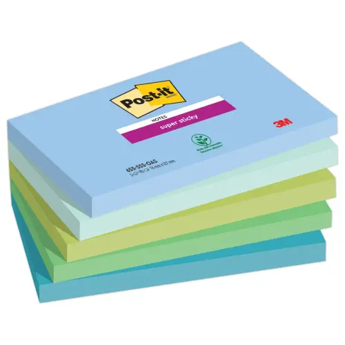5 Notes Super Sticky Collection Oasis, 76 x 127 mm photo du produit