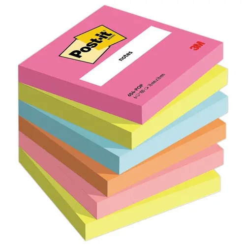 6 Blocs-notes repositionnables Poptimistic - 76 x 76 mm - 3M POST-IT photo du produit