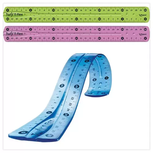 Règle de bureau double plate en plastique souple et résistant - 20 cm photo du produit