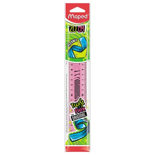 Règle de bureau double plate en plastique souple et résistant - 20 cm photo du produit