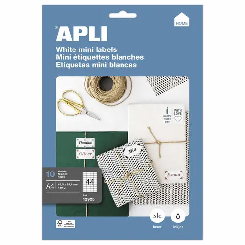 10 Feuilles A4 soit 440 étiquettes blanches coins carrés 48,5 x 25,4 mm photo du produit