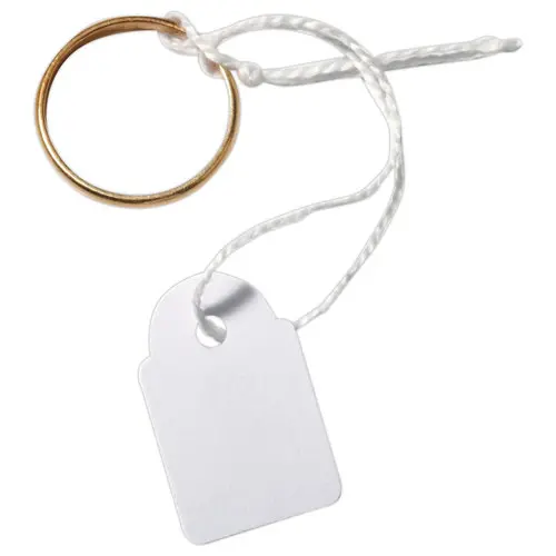 500 Etiquettes blanches &agrave; fil coins arrondis 22x35 mm photo du produit