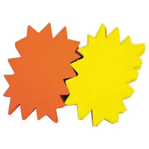 Boite de 25 Etiquettes carton forme éclatée jaune/orange 160 x 240mm - Bte de 25 photo du produit