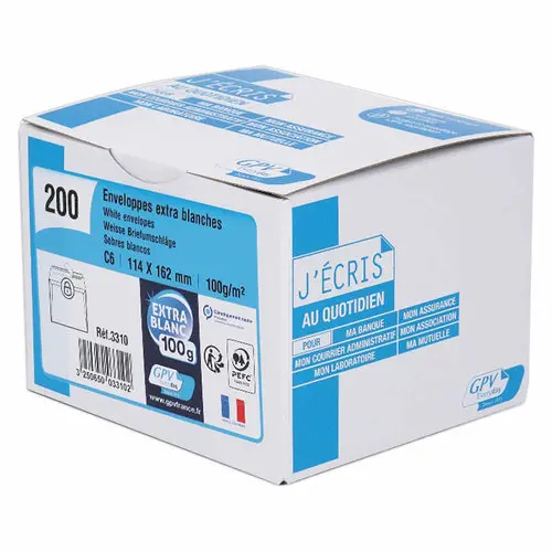 200 Enveloppes blanches C6 100g bande de protection photo du produit
