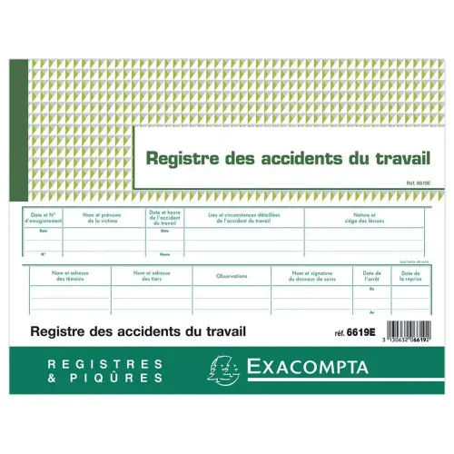 Piqûre accident du travail - 24x32 cm - 20 pages photo du produit