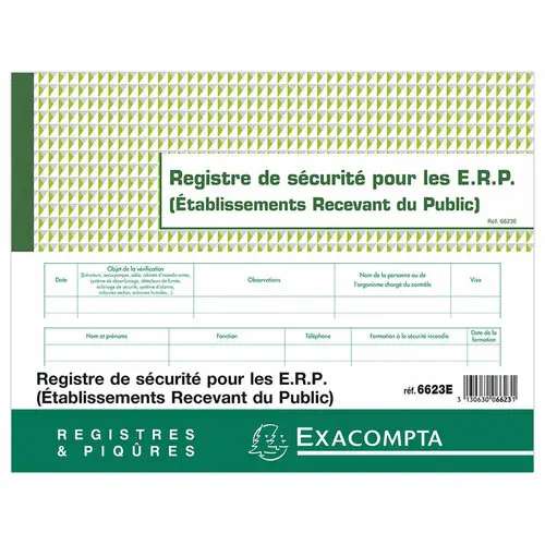 Registre de sécurité pour les ERP - 24x32 cm - EXACOMPTA photo du produit