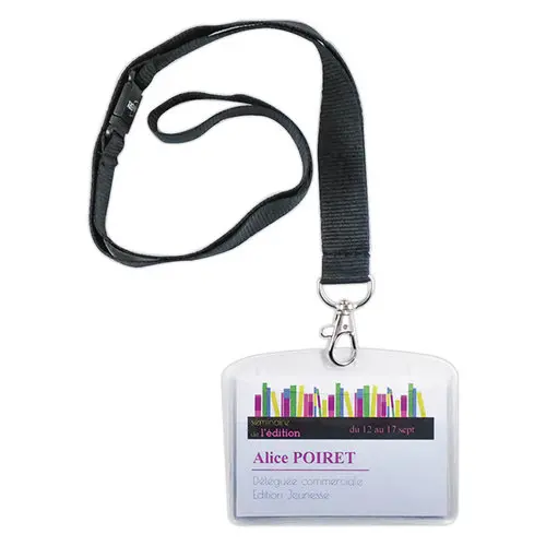 10 Porte-noms avec lacets textile noirs 9x 6 cm photo du produit