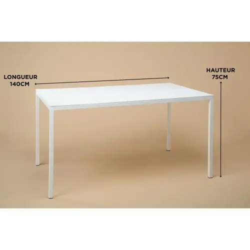 Table rectangulaire 140x90 cm MAHAUT décore FLOREAL recyclée photo du produit
