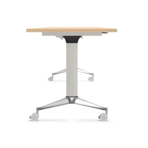 Table rectangulaire rabattable avec roulettes - 180 x 70 cm - H&ecirc;tre et alu photo du produit