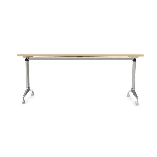 Table rectangulaire rabattable avec roulettes - 180 x 70 cm - H&ecirc;tre et alu photo du produit
