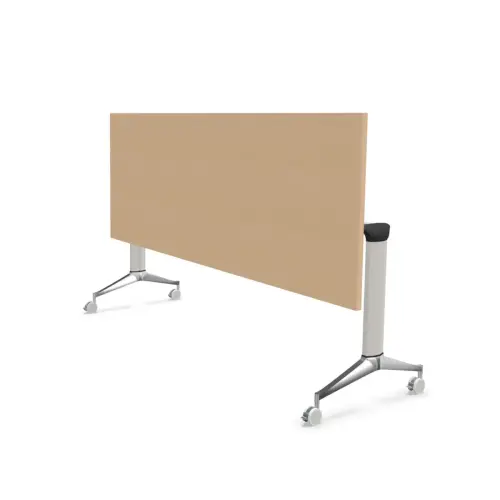 Table rectangulaire rabattable avec roulettes - 180 x 70 cm - H&ecirc;tre et alu photo du produit
